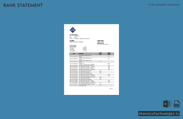 Liechtenstein LGT bank statement word.1 sample preview